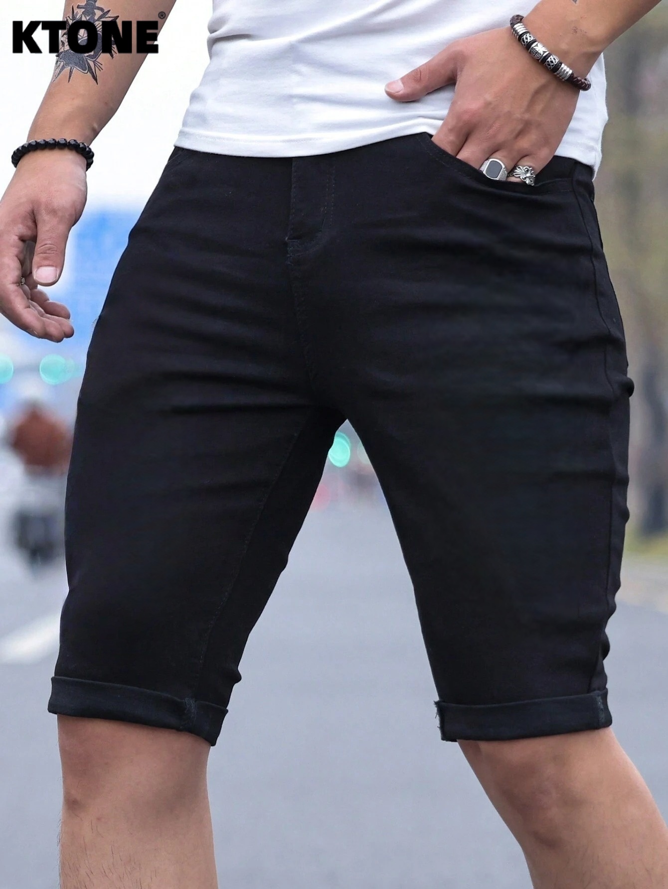 Belt Mens Fashion - Men's jorts Slim Fit Black Stretch