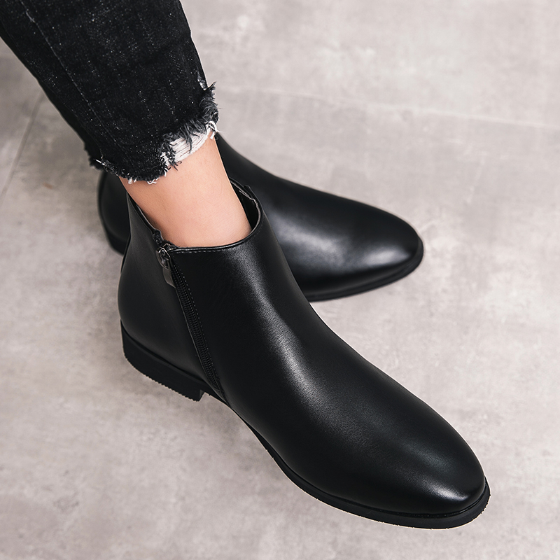 Mens Fashion Zip Up - New minimalist riding boots men's boots