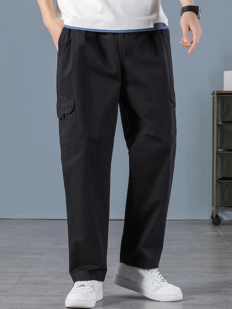 Men's 100% Cotton Straight Bla – Mens Fashion Cargo Pants recenzja i cena