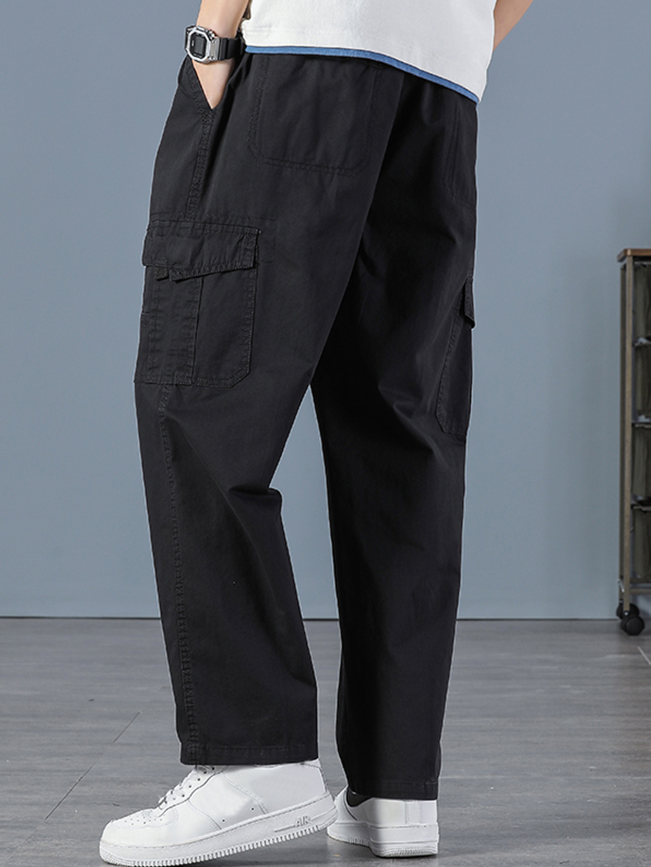 Men's 100% Cotton Straight Bla – Mens Fashion Cargo Pants recenzja i cena