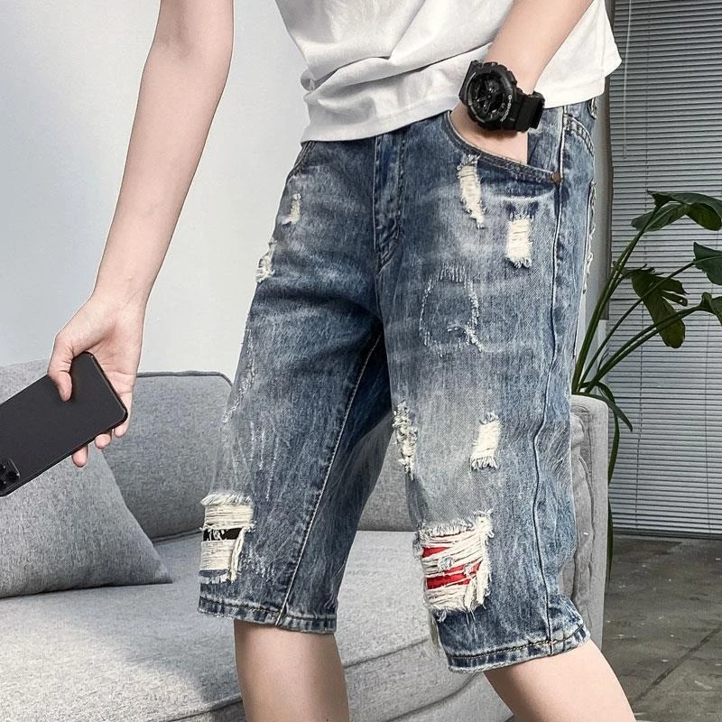 Half Ripped Baggy Loose Straig – Xl Men'S Fashion recenzja i cena
