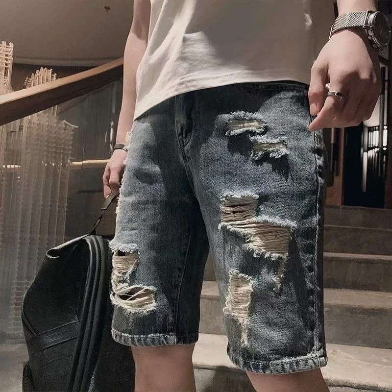 Half Ripped Baggy Loose Straig – Xl Men'S Fashion recenzja i cena