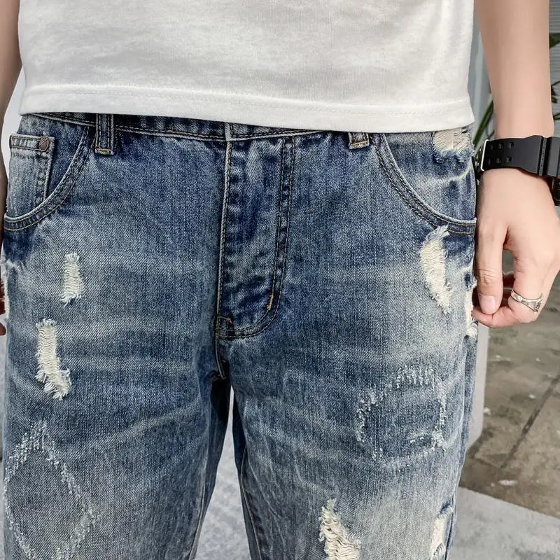 Half Ripped Baggy Loose Straig – Xl Men'S Fashion recenzja i cena