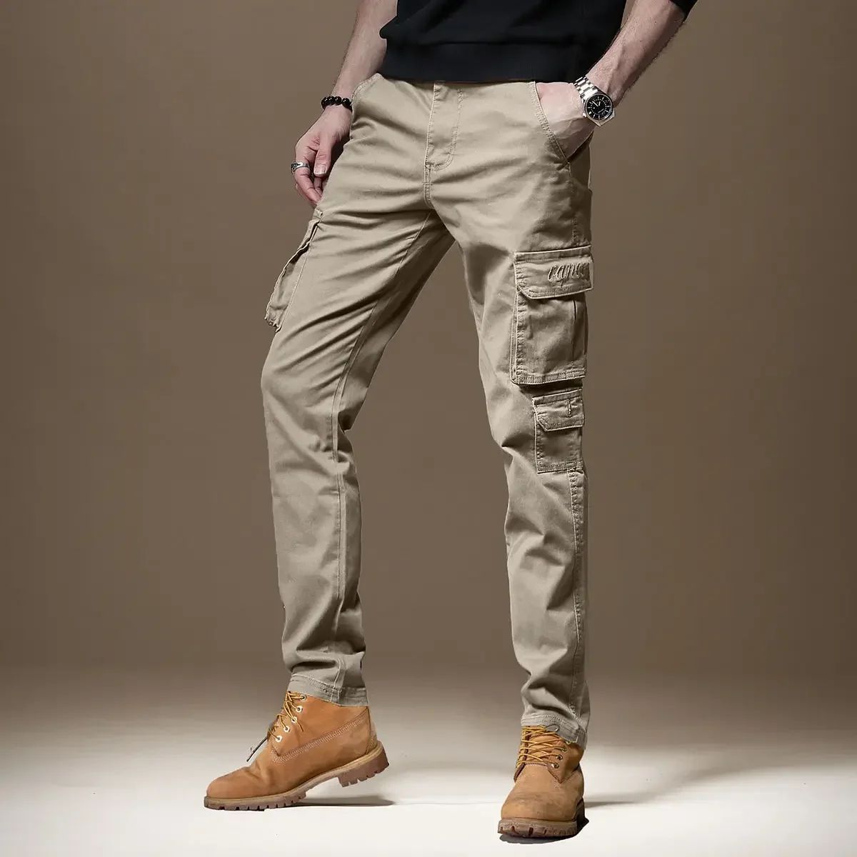 Trousers Man Black Slim Cargo  – Mens Fashion Cargo Pants recenzja i cena