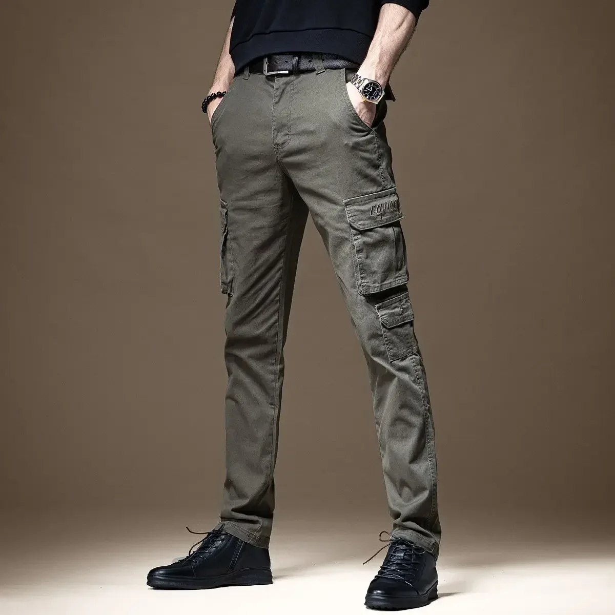 Trousers Man Black Slim Cargo  – Mens Fashion Cargo Pants recenzja i cena
