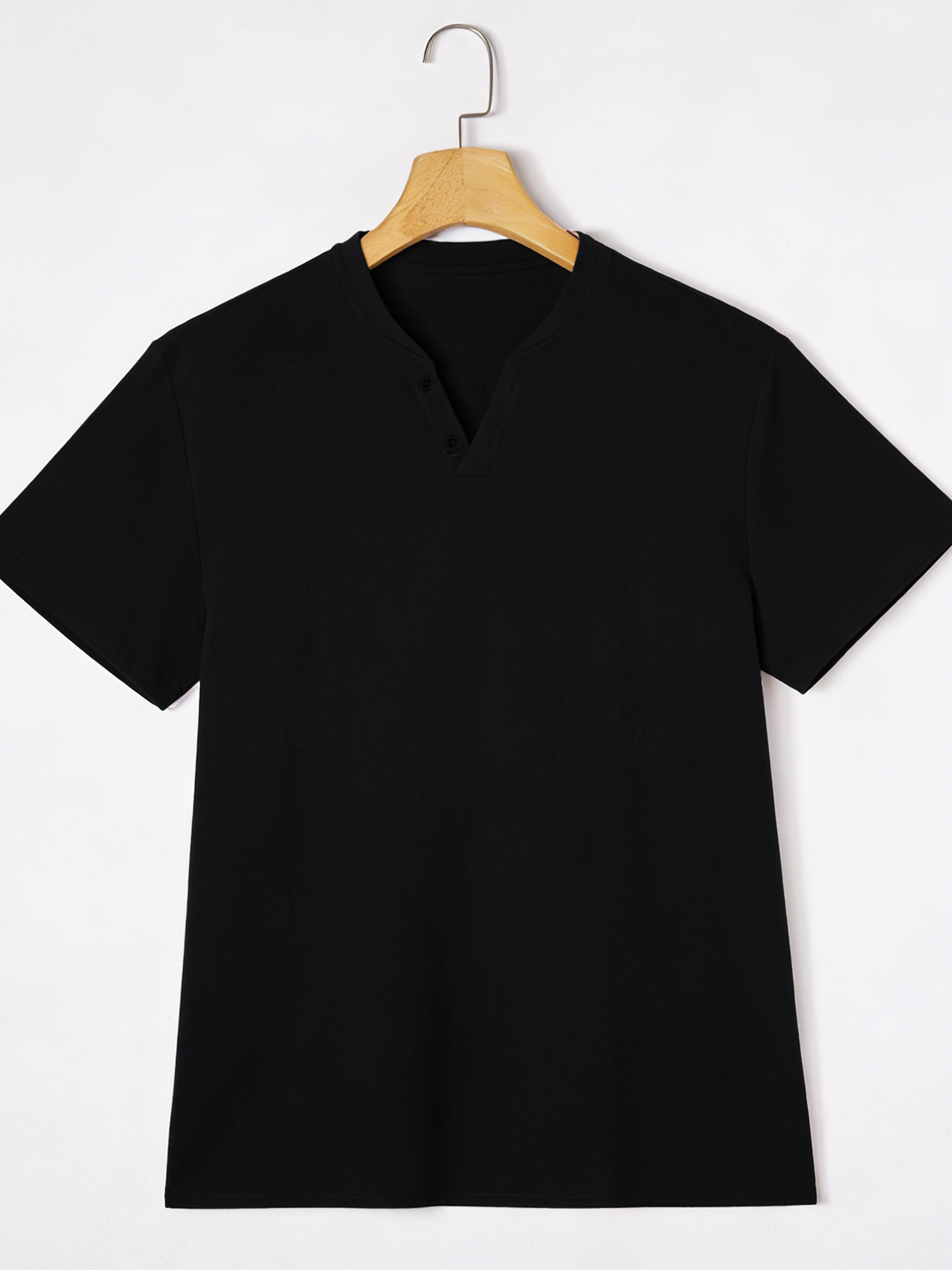 Elegant Black Henley Short-Sle – Men'S Fashion Undershirt recenzja i cena