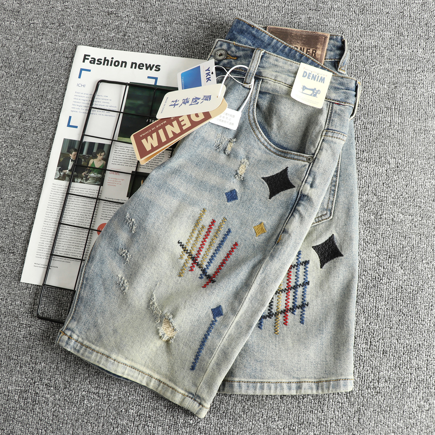 Summer New American Retro Embr – Mens Fashion Cargo Pants recenzja i cena