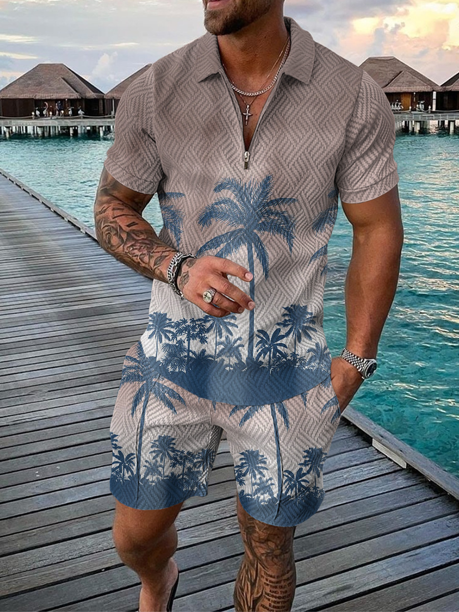 Hawaiian Coconut Tree Print Me – Men'S Fashion Polo recenzja i cena