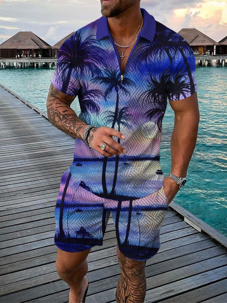 Hawaiian Coconut Tree Print Me – Men'S Fashion Polo recenzja i cena