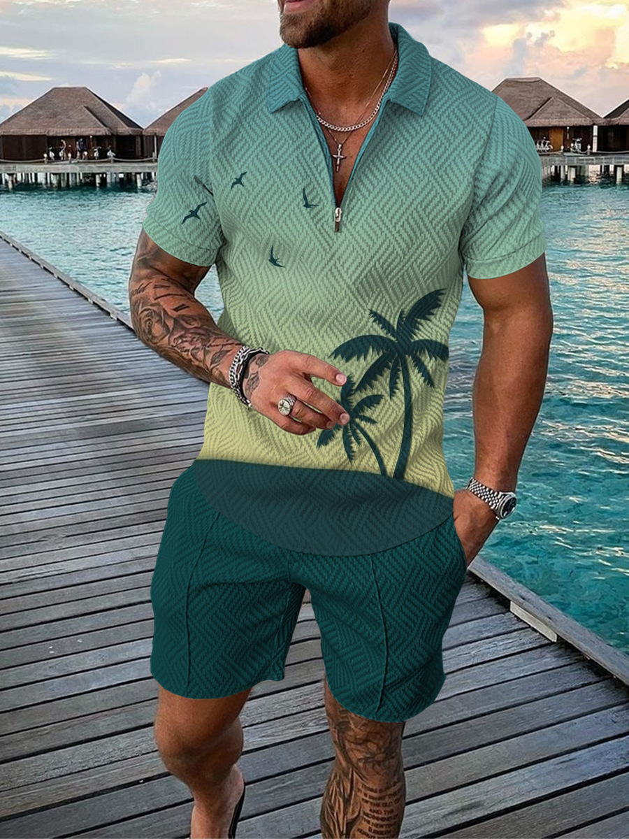 Hawaiian Coconut Tree Print Me – Men'S Fashion Polo recenzja i cena