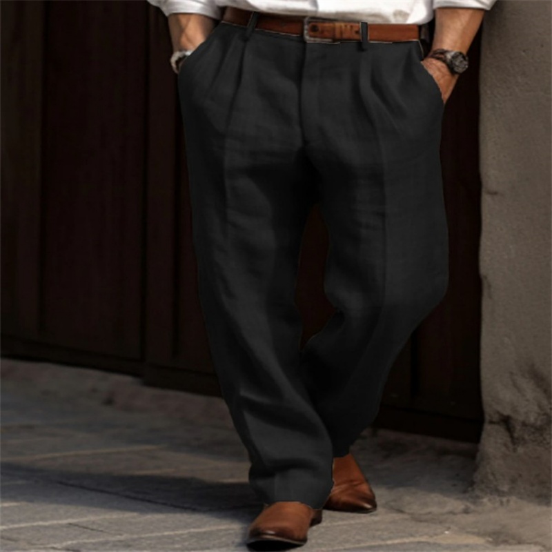 Vintage Solid Color Loose Line – Men'S Fashion Linen Pants recenzja i cena