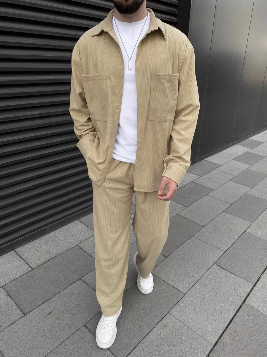 Men's corduroy two-piece outfi – Men'S Fashion Undershirt recenzja i cena