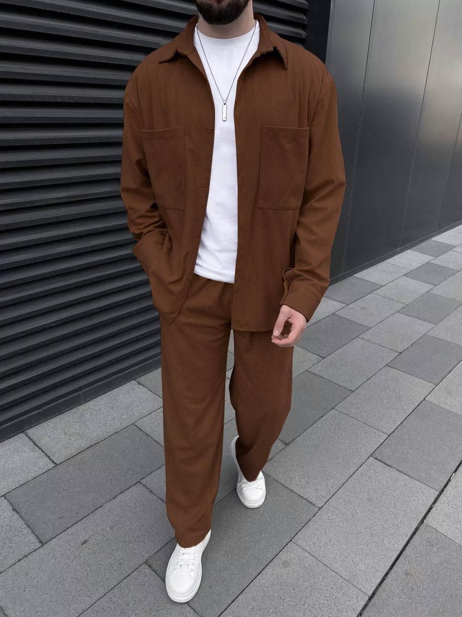 Men's corduroy two-piece outfi – Men'S Fashion Undershirt recenzja i cena