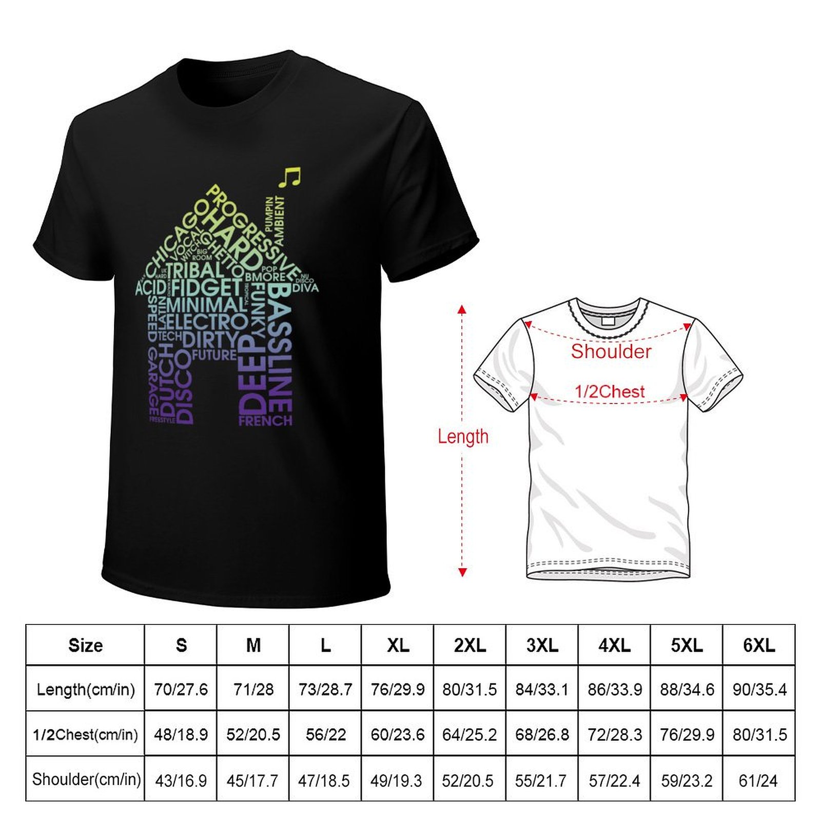 House Music Genres T-Shirt Fas – Men'S Fashion Genres recenzja i cena