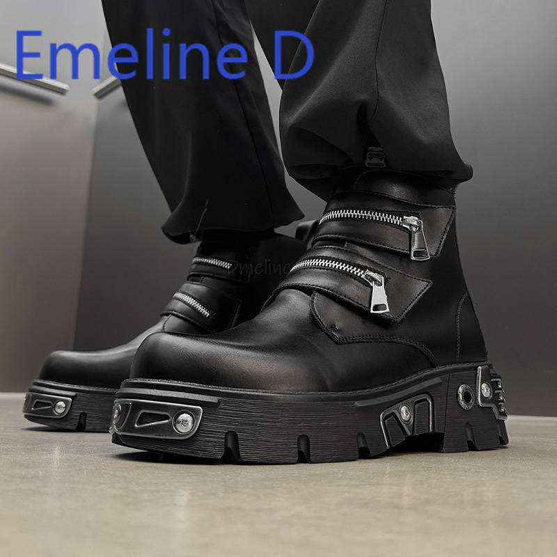 Dark Punk High Top Shoes Fashi – Belt Mens Fashion recenzja i cena