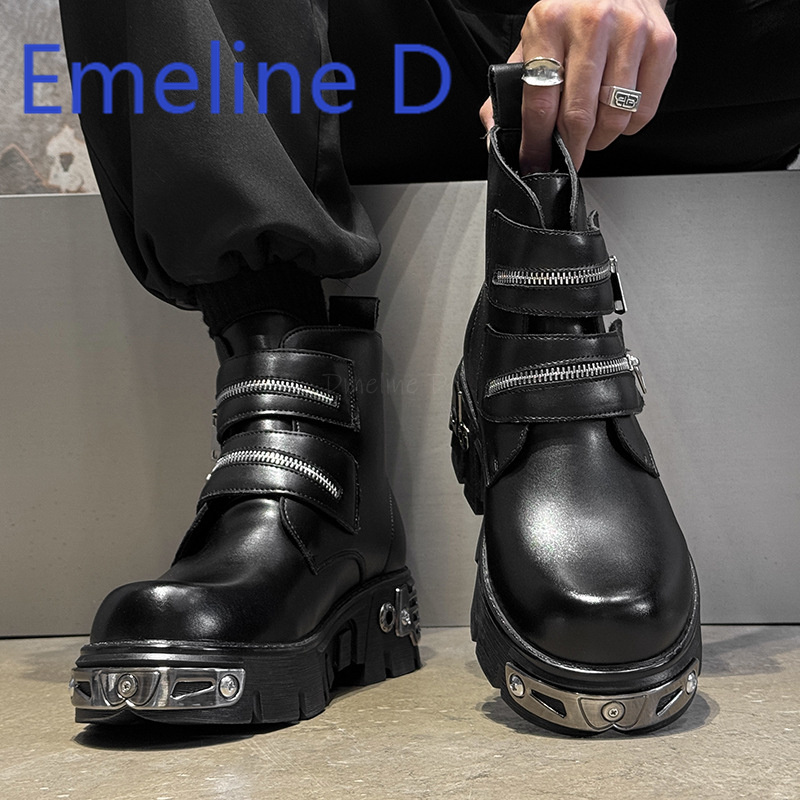 Dark Punk High Top Shoes Fashi – Belt Mens Fashion recenzja i cena