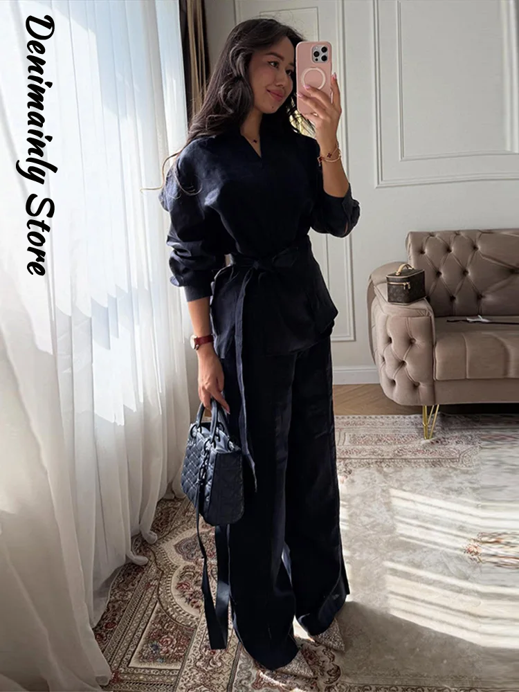Casual Women's Linen Pants Set – Men'S Fashion Linen Pants recenzja i cena