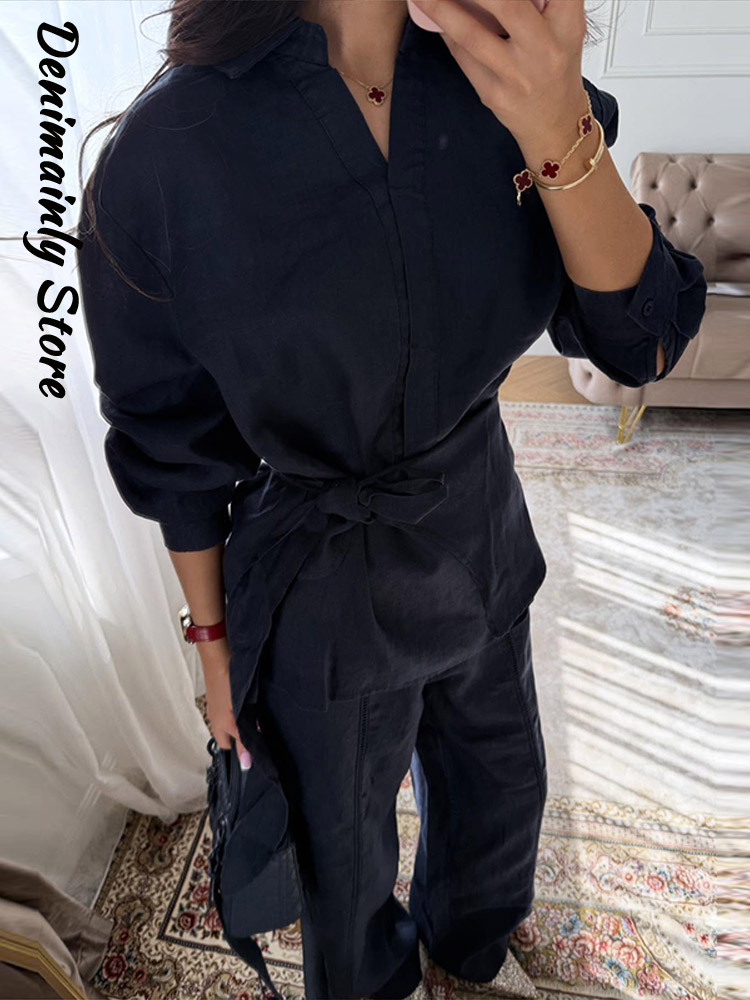 Casual Women's Linen Pants Set – Men'S Fashion Linen Pants recenzja i cena