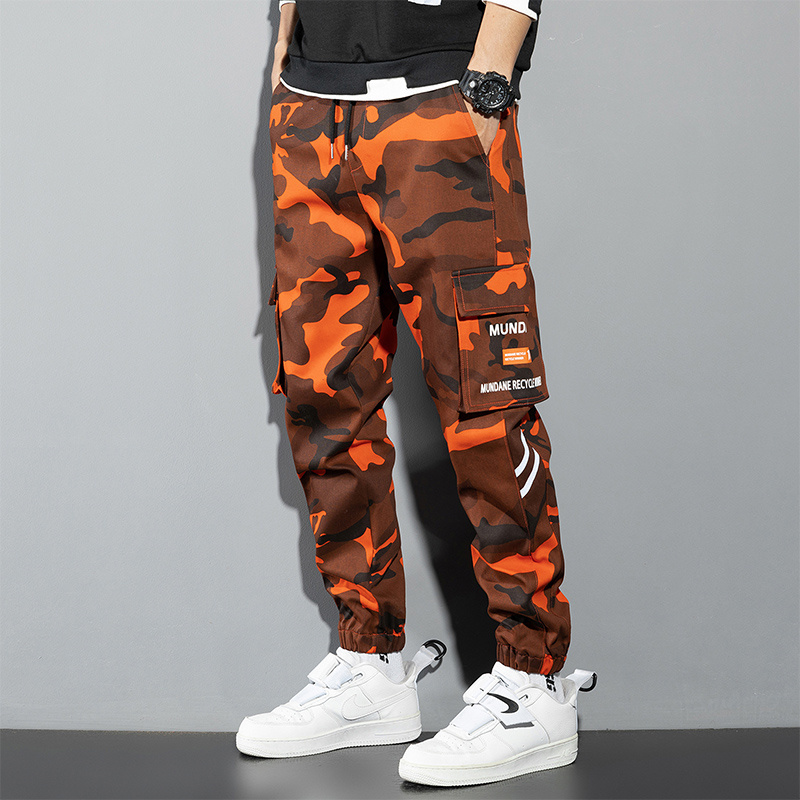 Orange Cargo Pants Men Hip Hop – Chino Pants Men recenzja i cena