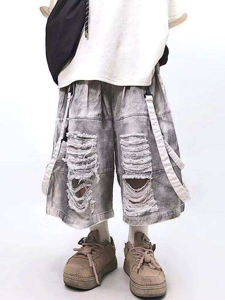 Retro Hip-hop Men's Ripped Jea – Men'S Fashion Linen Pants recenzja i cena