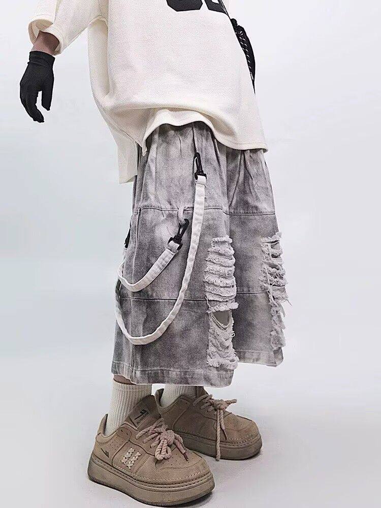 Retro Hip-hop Men's Ripped Jea – Men'S Fashion Linen Pants recenzja i cena