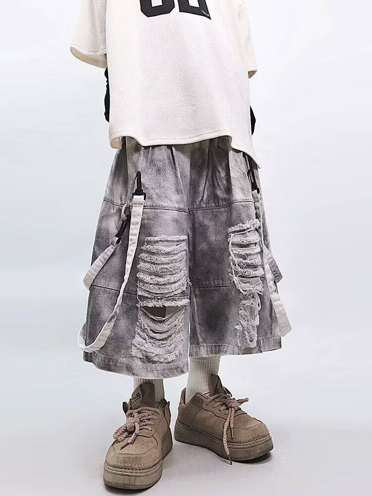 Retro Hip-hop Men's Ripped Jea – Men'S Fashion Linen Pants recenzja i cena